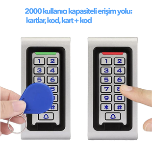 Uzun Metal RFID Şifreli Kapı Kilidi i Kartlı Geçiş Kontrol Sistemi 10 Tag Adaptör Otmat